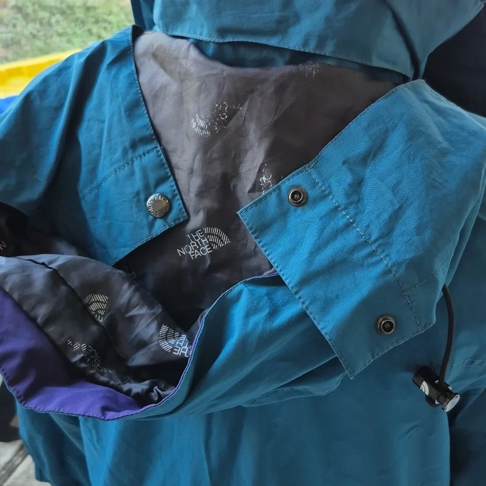 THE NORTH FACE Stowaway III Teal Goretex Poly Nylon Shell Mens XL Zip Jacket VTG
